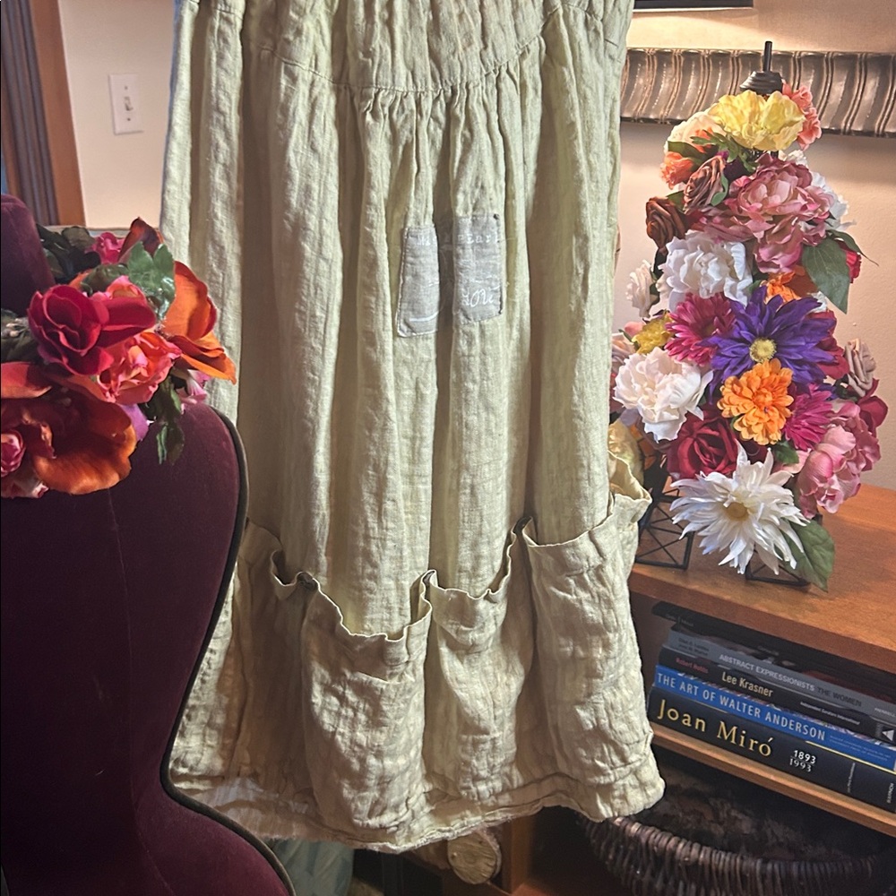 Magnolia Pearl vintage 100% linen stripe skirt CA #11 - Picture 5 of 6